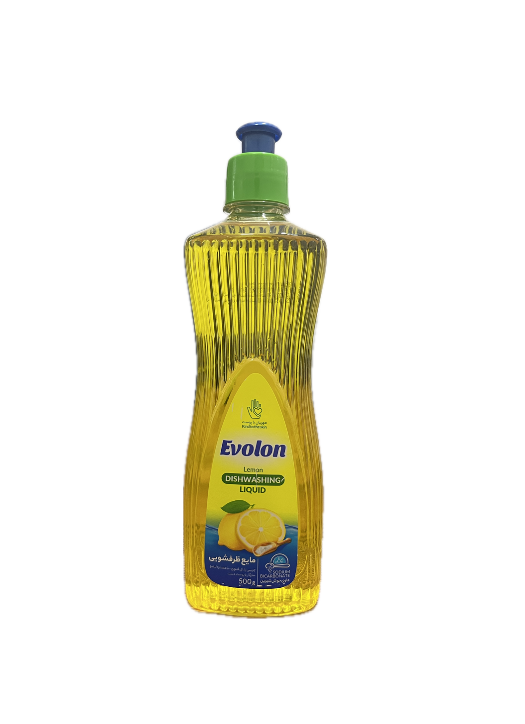 مایع ظرفشویی حاوی جوش شیرین لیمو 500 میلی  لیتری Evolon  / کارتن 12 عددی