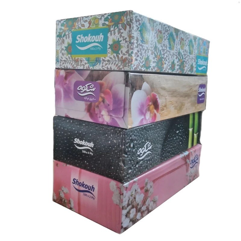 دستمال 200 برگ کاغذی شکوه (100 برگ دولایه ) /کارتن 32 عددی
